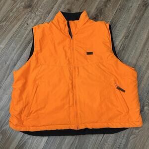WOOLRICH - Men's Vintage Reversible Blaze Orange Black Hunting Vest - XLarge